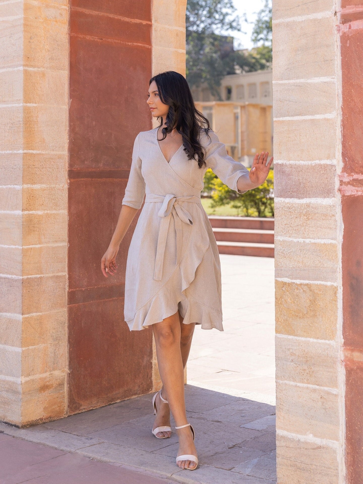Linen Wrap Dress With Midi Tunic Pockets Etsy Australia
