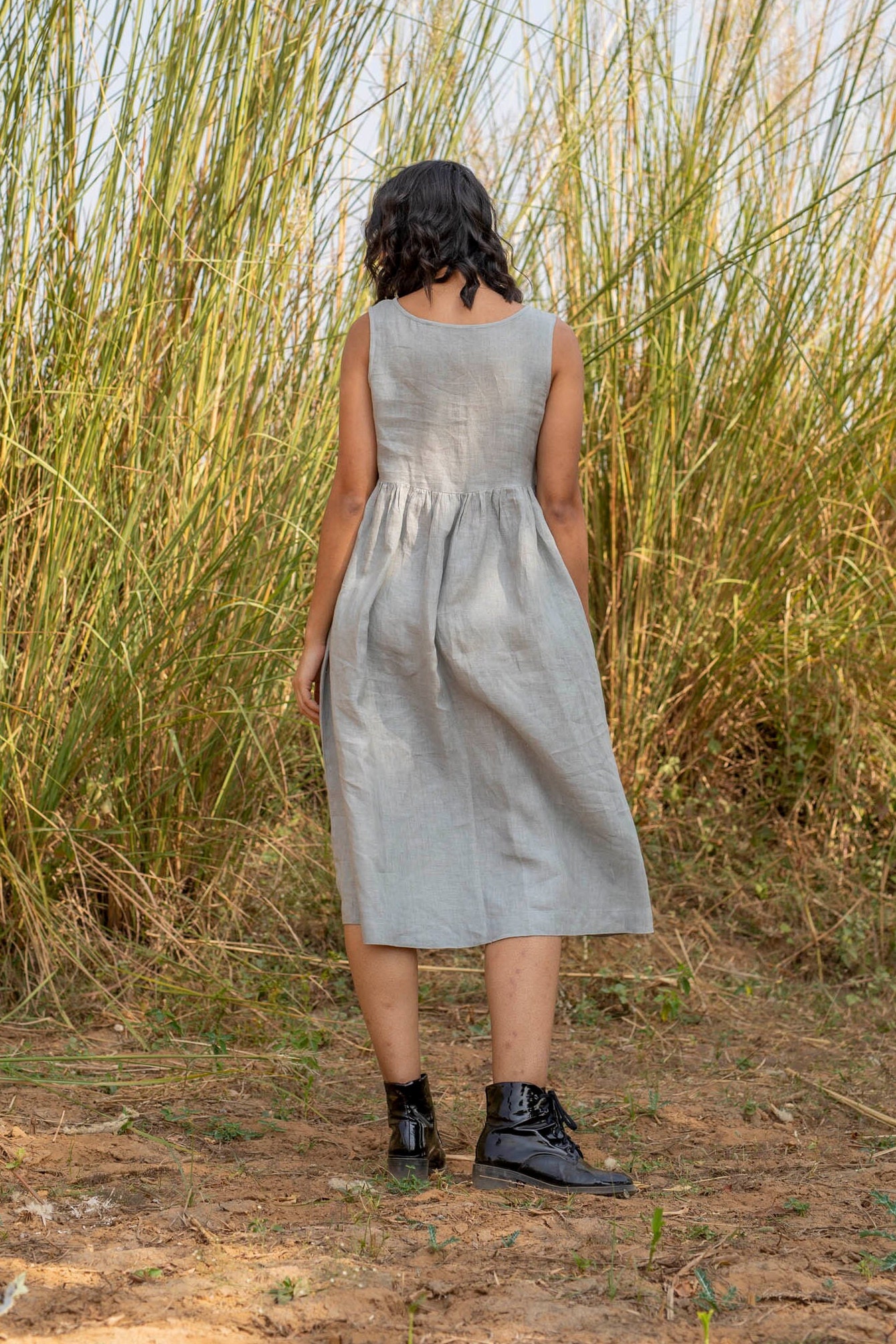 Soft Linen Maternity Dress, Loose Linen Tunic, Grey Color Dress, Casual  Dress With Pockets, Organic Washed Linen, Plus Size, Custom Size 