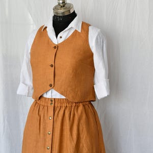 Linen Vest Coat, Linen Vest Top, Front button Cropped Vest for women, Plus size clothing by Ellementree
