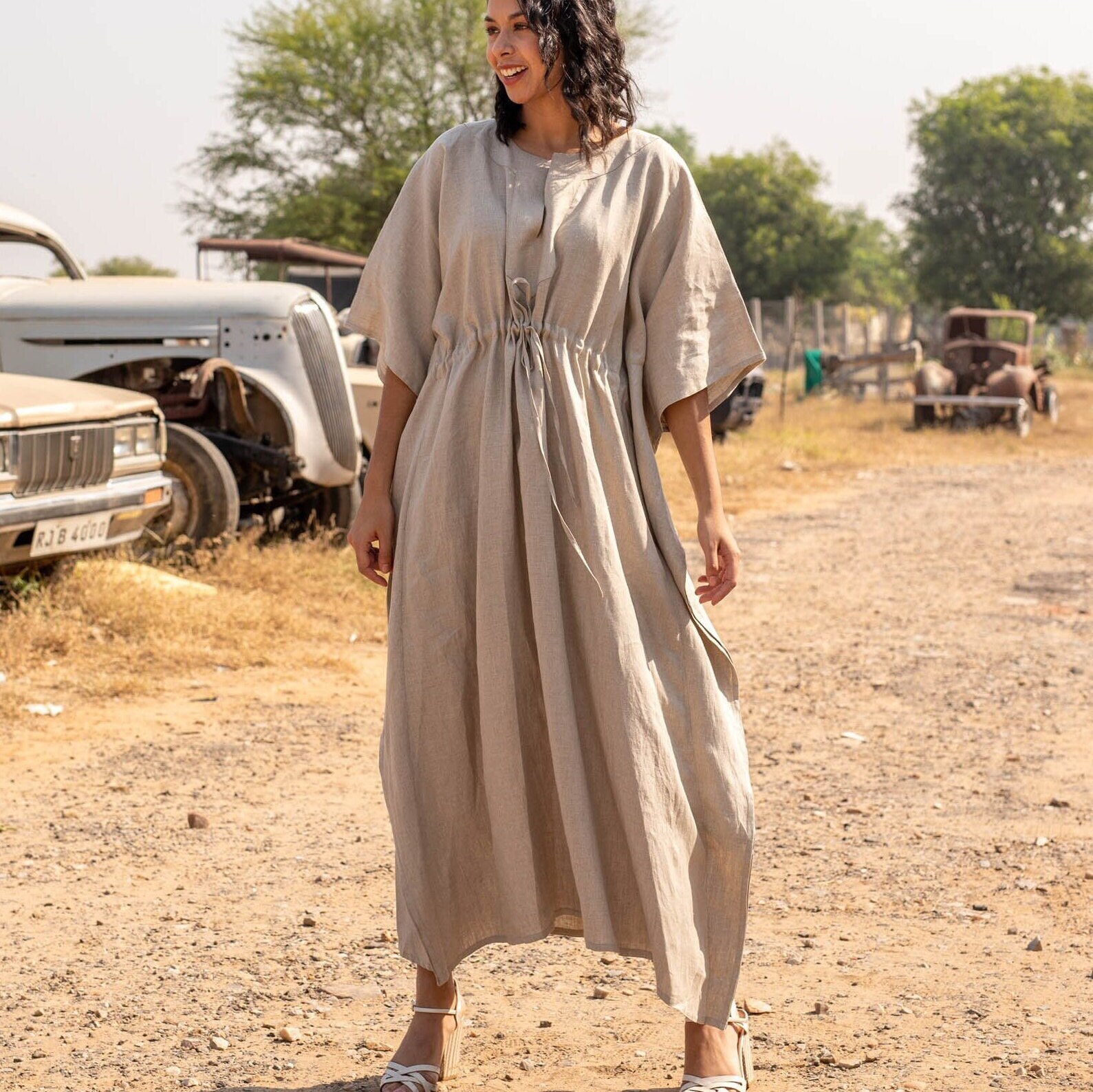 empire waist kaftan dress Silk Empire Waist Butterfly Sleeves Maternity Kaftan