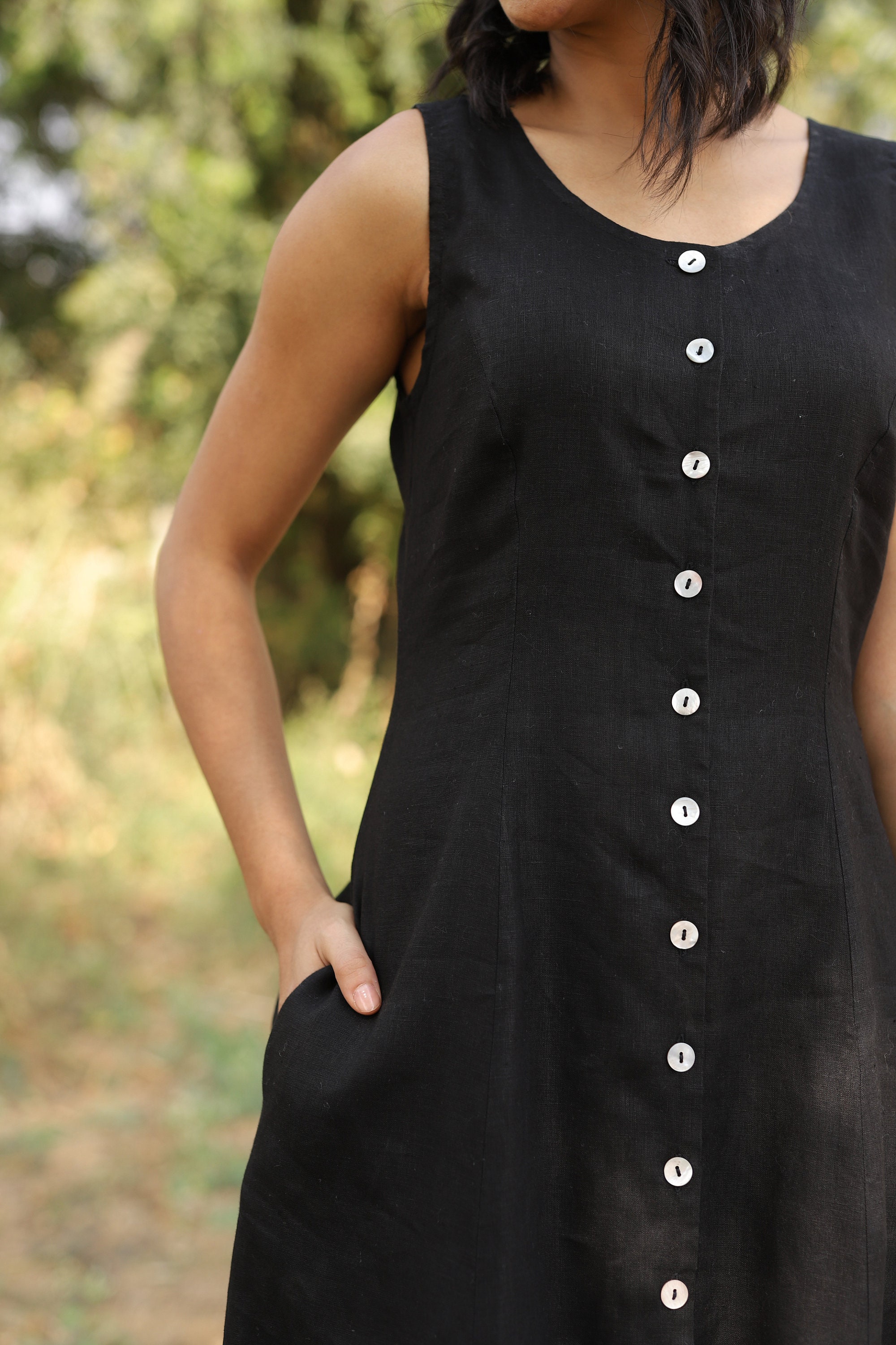 chinese dress ladies Sawyer Sleeveless Buttoned Maxi Dress - Ivory main image 0