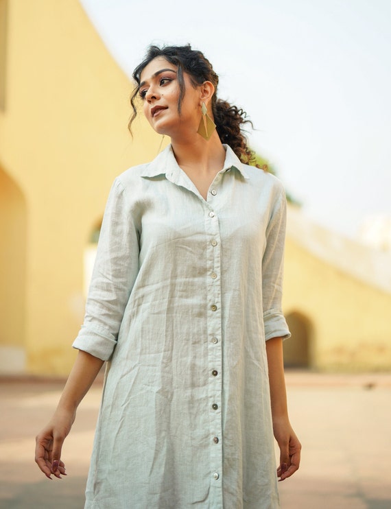 chinese dress ladies Linen Shirt Dress | Women's Spring Dresses