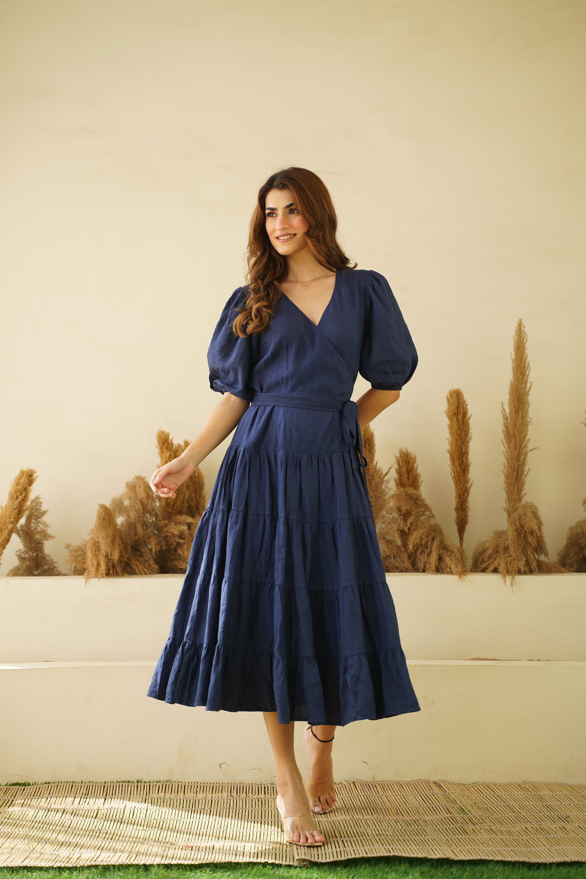 Organic Linen Maxi Wrap Dress