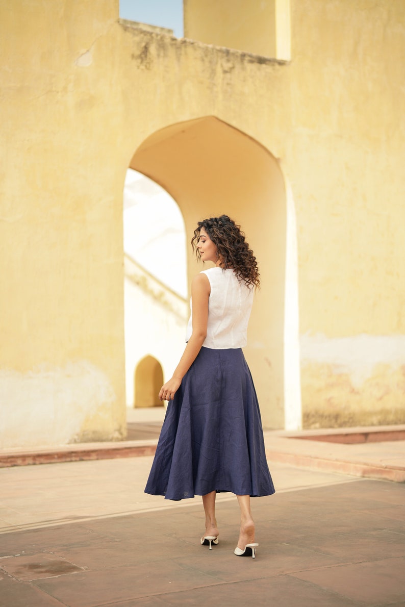 Long Linen Skirt , Maxi Linen Skirt, Linen Skirt with Zipper, Linen Bohemian Skirt, Wide Linen Skirt image 5