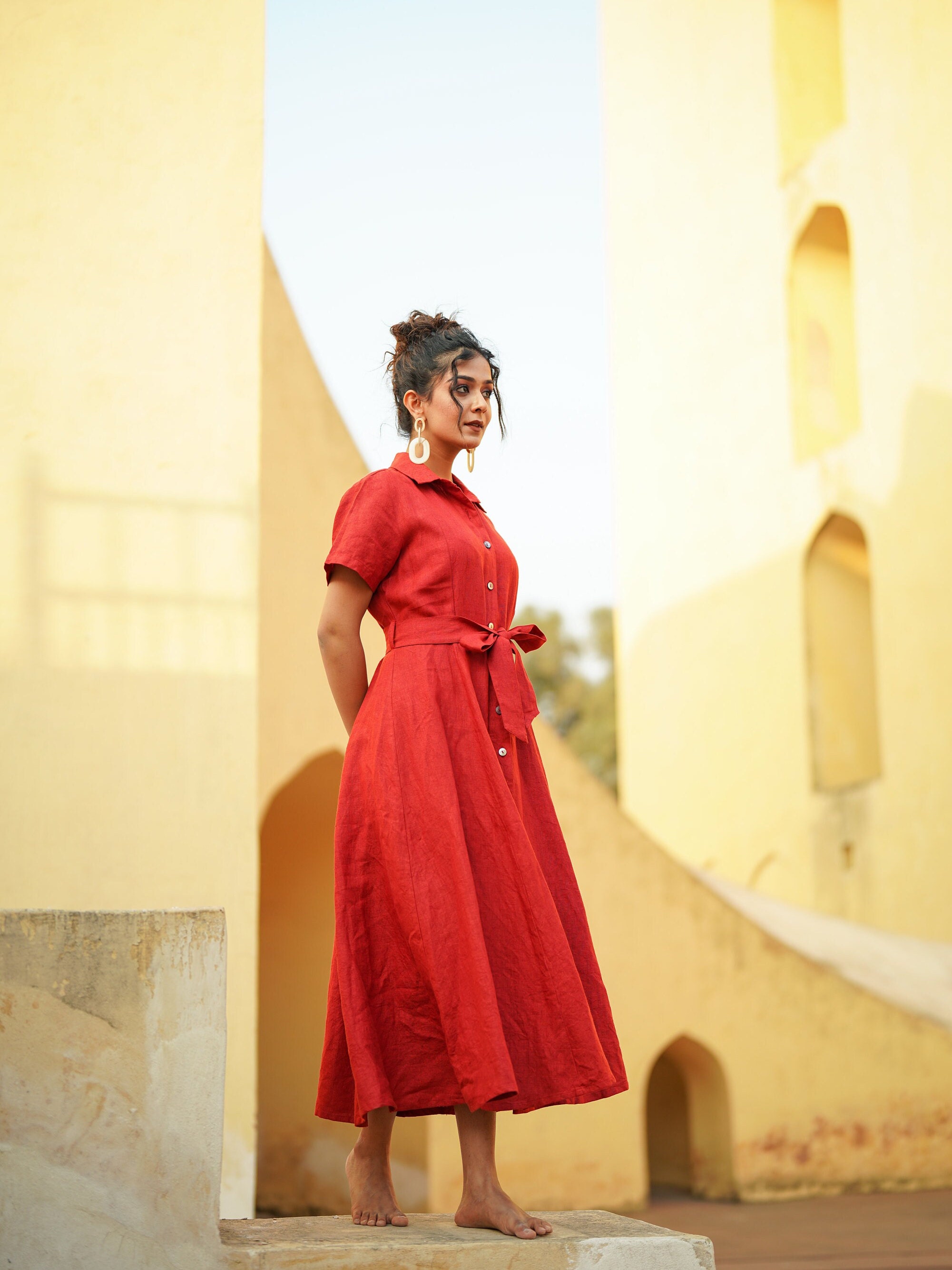red linen dresses Farfalla Midi Dress Bordeaux Designed by petite women for petite women in the heart of New York City. Hduncf Linen Dress for Women
