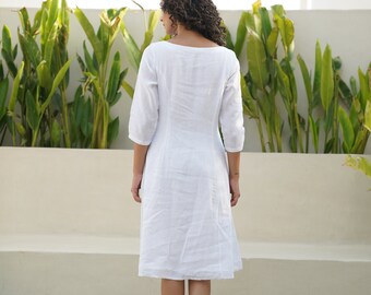 chinese dress ladies Lorely Boat Neck Cut Out Midi Dress White– Selfie Leslie