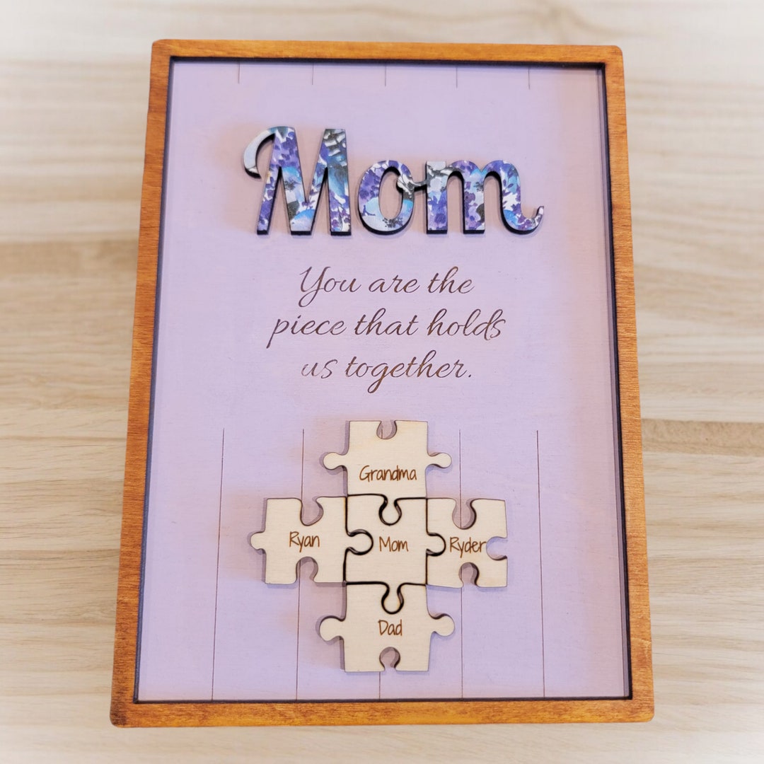 Personalized Mom Puzzle Sign, Engraved Maple Wood Mother's Day Gift - Etsy
