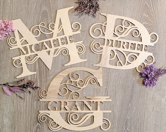 Personalized Monogram Wood Sign | Custom Wooden Initial Wall Decor | Family Name Sign | Wedding Gift | Farmhouse Home Decor