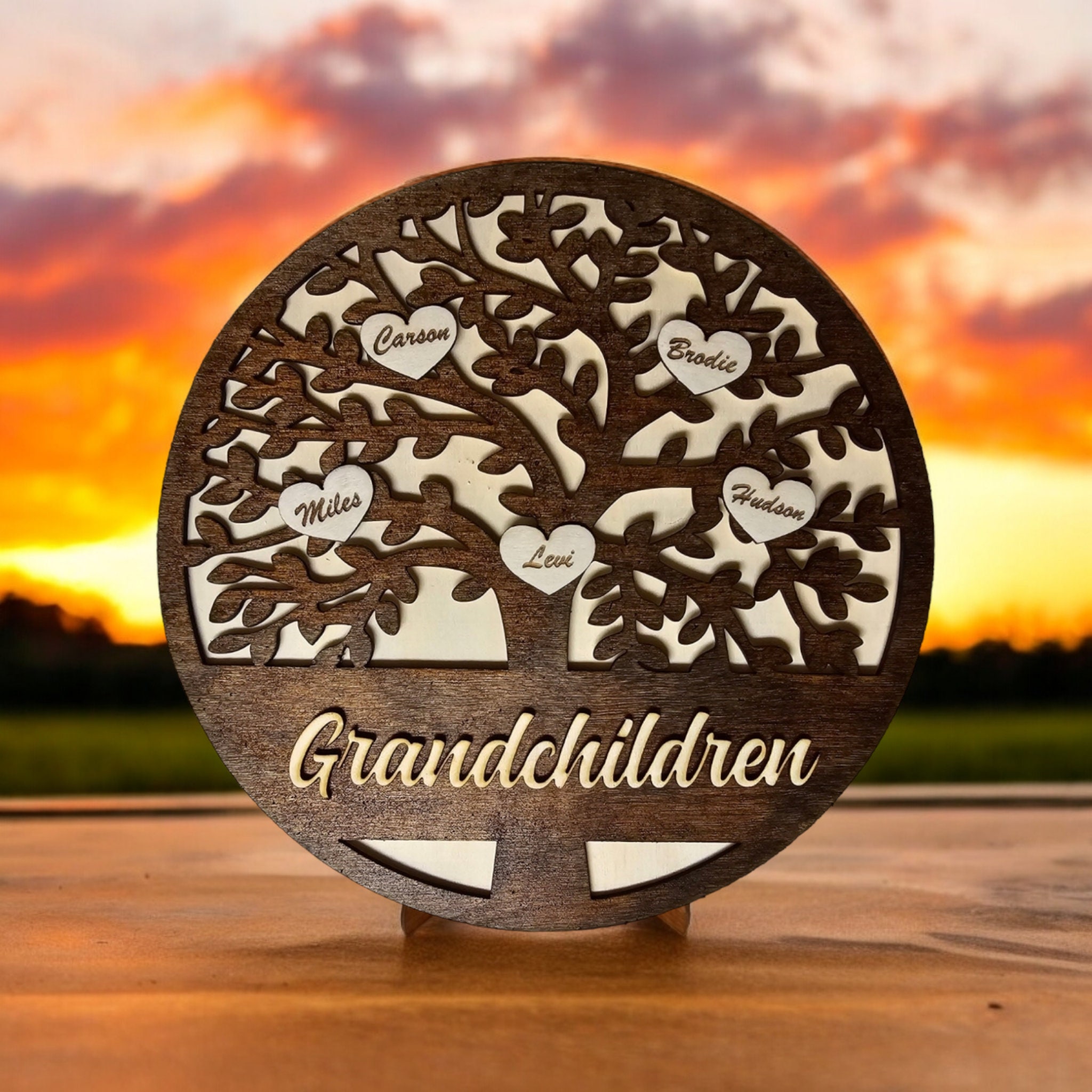 Personalized Family Tree Sign With Heart Names | Grandkids Names Gift ...