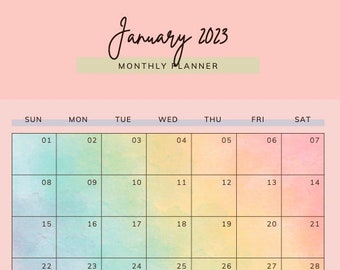 RAINBOW CALENDAR 2024 Printable for Instant Download Kids Monthly ...