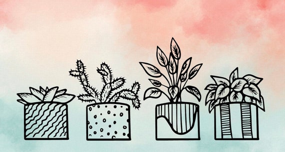 Succulent Outline Coral and Green Desktop Wallpaper - Etsy Succulent Outline Coral and Green Desktop Wallpaper - Etsy