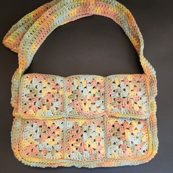 Pastel Crochet Messenger Bag