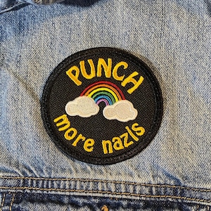 Parche bordado de acción antifascista, protesta arcoíris (7,6 o 10 cm)