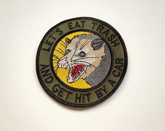 Funny Opossum Embroidered Patch Trash Meme Humor