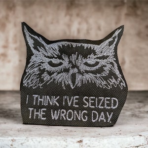 Funny Owl Patch – I Think I’ve Seized the Wrong Day, Embroidered Iron On, Sew On, or Hook