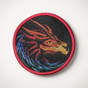 Rainbow Dragon Embroidered Patch Colorful Fantasy
