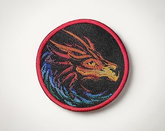 Rainbow Dragon Embroidered Patch Colorful Fantasy