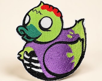 Zombie Duck Embroidered Patch: Spooky Horror Accessory (2.80" x 3.11")