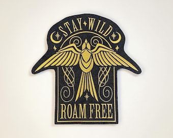 Stay Wild Roam Free Embroidered Patch Bird Nature Adventure
