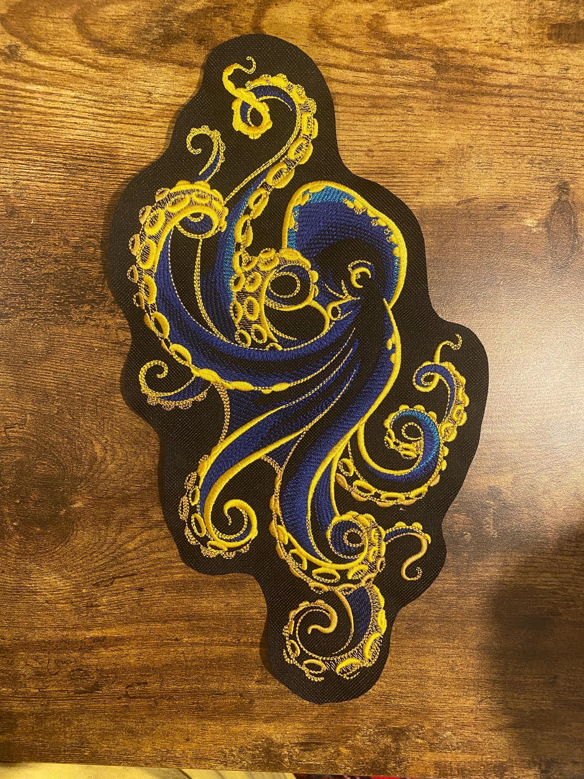 Octopus Embroidered Patch Nautical Kraken Design - Etsy