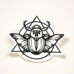 Scarab Beetle Embroidered Patch Mystical Egyptian Gothic