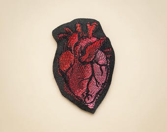 Patch brodé coeur anatomique Art médical gothique