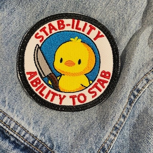Stab-ility Chick Embroidered Patch – Funny Humor Iron-On Patch