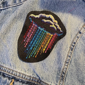 It’s Raining Rainbows Cloud Embroidered Patch – Colorful Iron-On or Sew-On