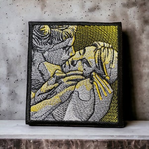 The Kiss by Yves Pires Embroidered Patch, Romantic Artistic Design, Iron On, Sew On, Wearable Art