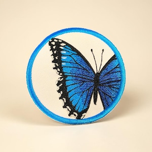 Parche de mariposa Morpho azul, aplique termoadhesivo o para coser.