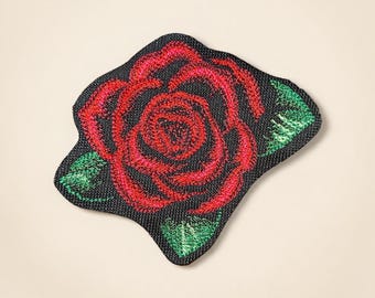 Night Rose Embroidered Patch Gothic Floral