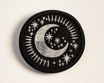 Celestial Moon Embroidered Patch Mystical Night Sky