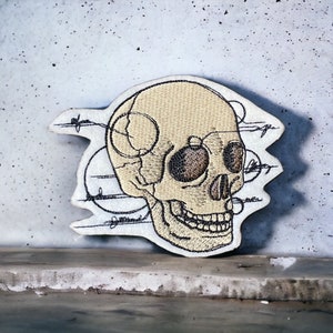 Sketchy Anatomical Skull Embroidered Patch