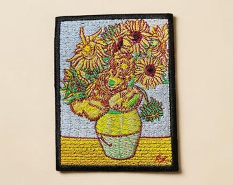 Van Gogh Sunflowers Embroidered Patch Floral Art Gift