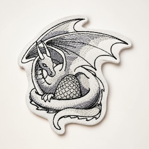 Écusson brodé mère dragon, créature mythique fantastique