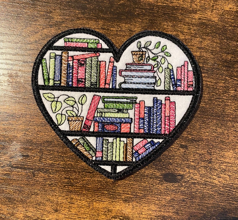 Embroidered Book Patch Book Badge Literary Love Iron On Etsy