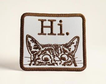 Geborduurde kattenpatch: Kawaii Kitty Face, rugzakaccessoire opstrijken/naaien