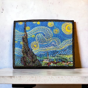 Van Gogh&#39;s Starry Night Patch - 4&quot; or 6&quot; - Iron On, Sew On, Hook Backing