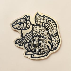 Doodle Squirrel Embroidered Patch Wildlife Animal