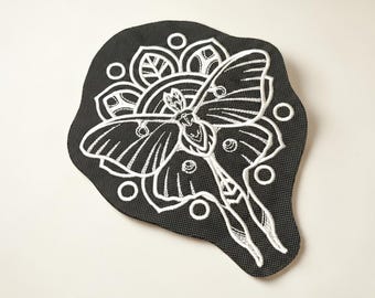 Custom Color Embroidered Luna Moth Patch – Iron On Moth Applique