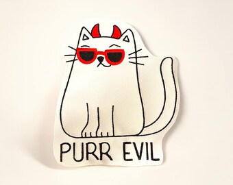Purr Evil Cat Embroidered Patch Funny Devil Cat