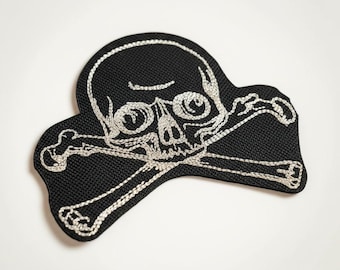 Skull Crossbones Embroidered Patch Gothic Design