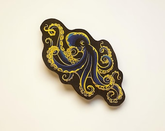 Octopus Embroidered Patch Nautical Kraken Design