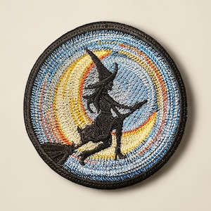 Starry Night Witch Embroidered Patch Moon Magic