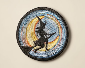 Parche bordado de bruja de la noche estrellada Magia de la luna