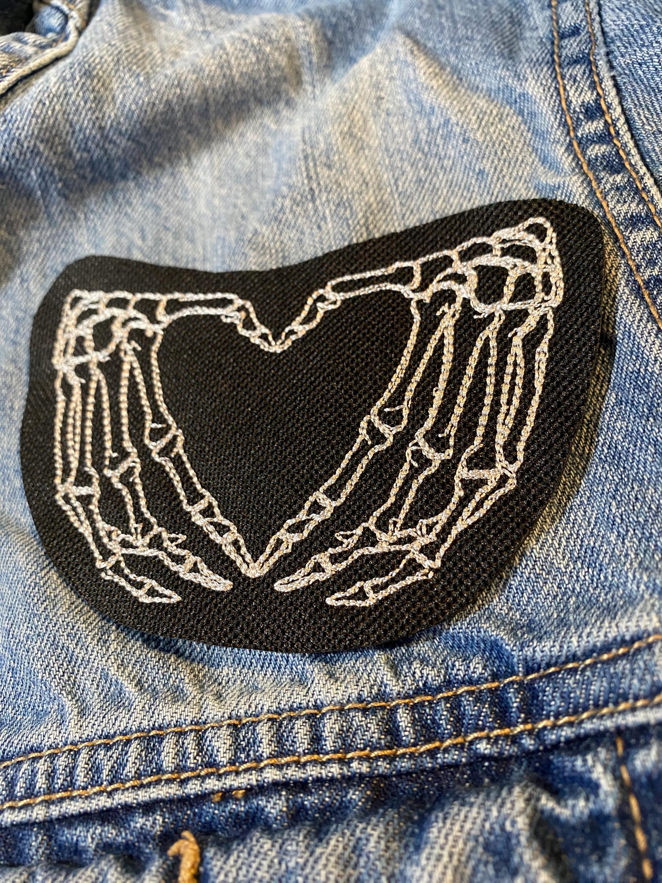 Skeleton Heart Hands Embroidered Patch Gothic Love Skull - Etsy