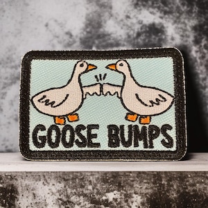 Funny Goose Patch, Fist Bumping Cute Geese Embroidered Patch - Iron On, Sew On, or Hook Backing for Jackets, Bags & More - 3 Sizes