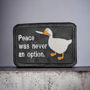 Peace Was Never An Option Patch - Iron On, Sew On, Hook Backing - Funny Meme