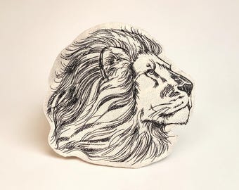 Etched Lion Embroidered Patch Majestic Big Cat Safari