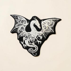 Dragon Smoke Embroidered Patch Gothic Fantasy